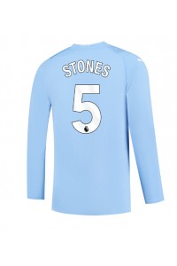 Manchester City John Stones #5 Jalkapallovaatteet Kotipaita 2023-24 Pitkähihainen